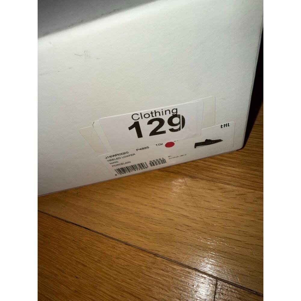 JIL SANDER White Ruched crinkled-leather penny loafers heels 36 NIB Black heel - Picture 7 of 8